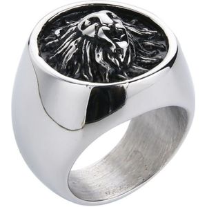 Mendes heren ring Leeuw Edelstaal Zilverkleurig-21.5mm