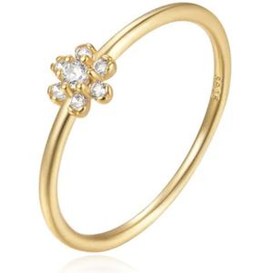 Elenza Thin .925 Zilveren Ring met Bloemontwerp en Gouden Plating – 1mm-16mm