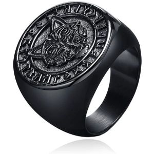 Mendes Nordic Ring - Runic Wolf Black-21mm