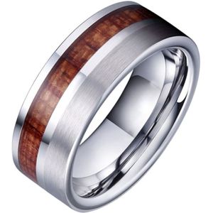 Tom Jaxon heren ring Wolfraam Zilverkleurig Palissander Inlay-21mm