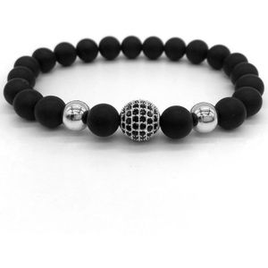 Memphis armband Matte Agaat kralen Zirconia Ball