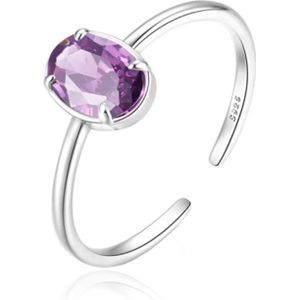 Luxueuze Elenza Zilveren Ring met Paarse Kristal – Onberispelijke Klasse voor Dames