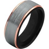 Mendes heren ring Wolfraam Zilver Zwart goud 8mm-21mm