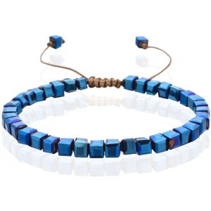 Memphis Bohemia Kralen Armband - 4mm Kristal Glas Donkerblauw