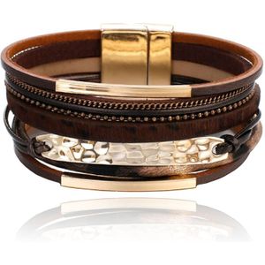 Bruine dames armband dierenprint multilayer Bohemian stijl