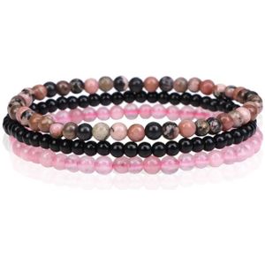 Memphis Stacked Dames Armbanden set - Pink-19cm