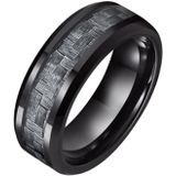 Wolfraam heren ring Tom Jaxon zwart Glans Carbon Fibre Inlay-19mm