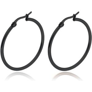 Cilla Jewels Hoop oorringen Dames Edelstaal Zwart-50mm