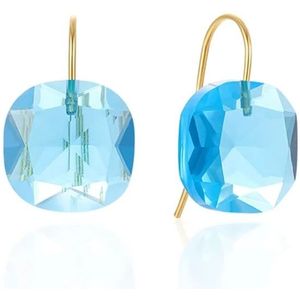 Cilla Jewels Luxe Oorbellen Dames - 925 Zilver, Gouden Afwerking, Lichtblauwe Zirkonia