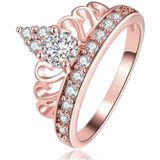 Dames Ring Rose Verguld met Kroon en Zirkonia Stenen-17mm