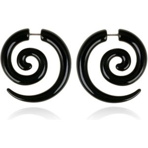 Tribal bone oorbellen Black Spiral