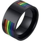 Regenboog heren ring Edelstaal Zwart-21mm