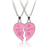 BFF Ketting LGT Jewels Best Friends Hartje Zilverkleurig Roze