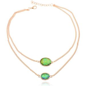 Gelaagde goudkleurige verstelbare Boho stijl ketting met groene stenen