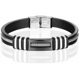 Siliconen armband LGT Jewels RVS Zwart Zilverkleurig