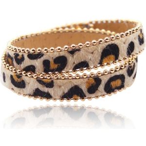 Dubbele Dames Armband Dierenprint en Goudkleurige Schakels