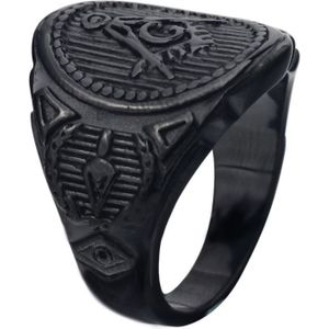 Heren ring Vrijmetselaars Edelstaal Zwart -19mm