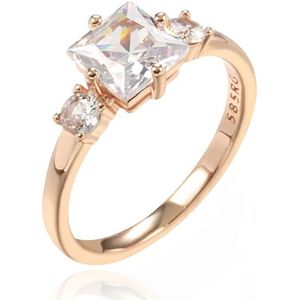 Cilla Jewels Damesring met Vierkante en Dubbele Ronde Zirkonia's-18mm