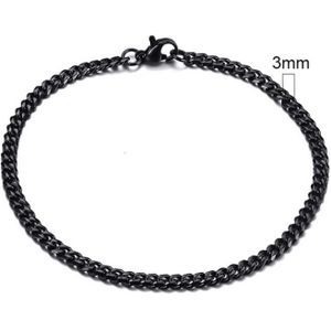 Stalen heren armband LGT JWLS Gourmet schakel Zwart 3mm-21cm