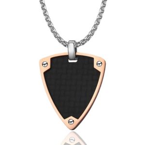 Tom Jaxon Dogtag Driehoek kettinghanger Edelstaal Carbon Rosegoud Zwart