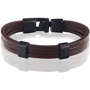 LGT Jewels heren armband Bruin leer Schuifgesp - 20cm