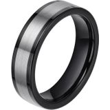 Wolfraam heren ring smal model Zwart Zilverkleurig 6mm-20mm