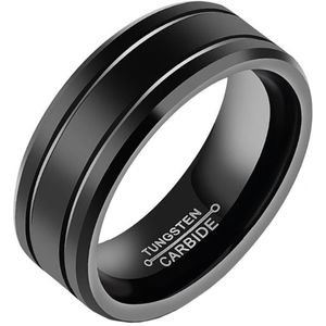 Zwarte Wolfraam heren ring 8mm-18mm