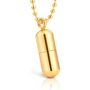 LGT Jewels heren ketting Edelstaal Pill Case Goudkleurig