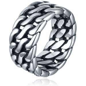 Mendes Heren Ring- Dual Cuban Silver-21.5mm