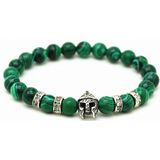 Kralen heren armband groen natuursteen Spartan Helmet