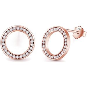 Cilla Jewels dames oorknoppen 925 Zilver Open Circle Rose