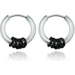 Stalen creolen Flexible Rings Silver Black-12mm