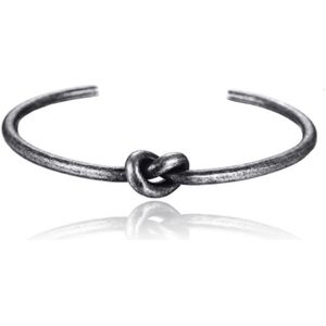 Zwarte Edelstaal Damesarmband met Knoop