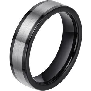 Wolfraam heren ring smal model Zwart Zilverkleurig 6mm-21.5mm