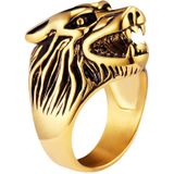 Heren ring edelstaal Wolf Goudkleurig-21mm