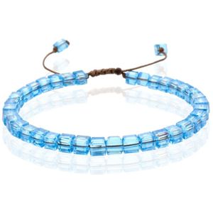 Memphis Bohemia Kralen Armband - 4mm Kristal Glas Blauw