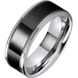 Tom Jaxon heren ring Wolfraam Zwart Zilverkleurig Groef Glans-18mm