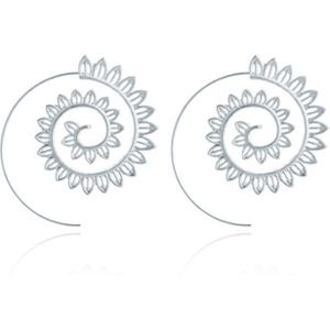 Zilverkleurige Spiraal Oorstekers Dames verzilverd