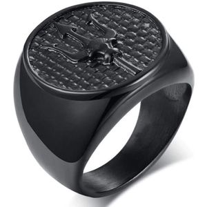 Mendes heren ring Edelstaal Trident Zwart-21.5mm