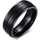 Titanium heren ring Zwart 8mm-16mm