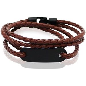 LGT Jewels Wrap armband Bruin Gevlochten leer Schuifgesp - 19.5cm