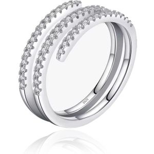Elenza Sterling .925 Zilveren Dubbele Band Ring met Zirkonia-19mm
