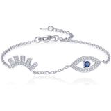 Zilverkleurige dames armband met Evil Eye en Steentjes