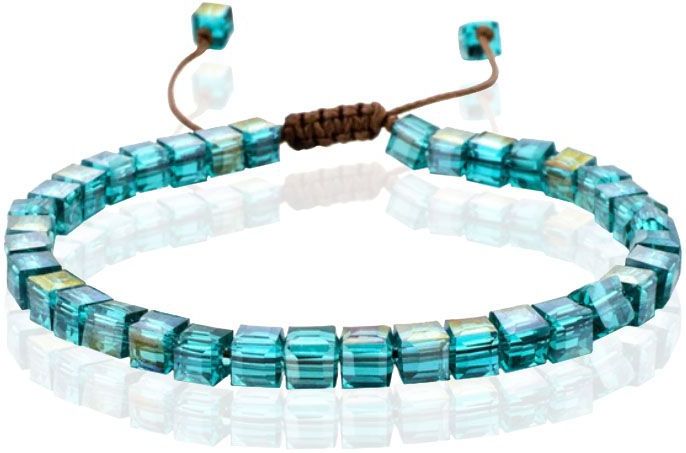 Memphis Bohemia Kralen Armband - 4mm Kristal Glas Turquoise