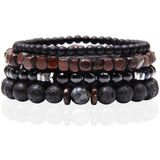 Memphis Stacked Armband - Hout & Lava Steen