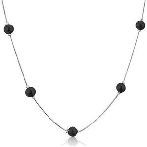 Cilla Jewels dames ketting Edelstaal Zilverkleurig Zwarte Kralen