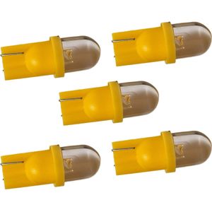 T10 autolamp 5 stuks | dashbordverlichting | geel | LED 12V DC