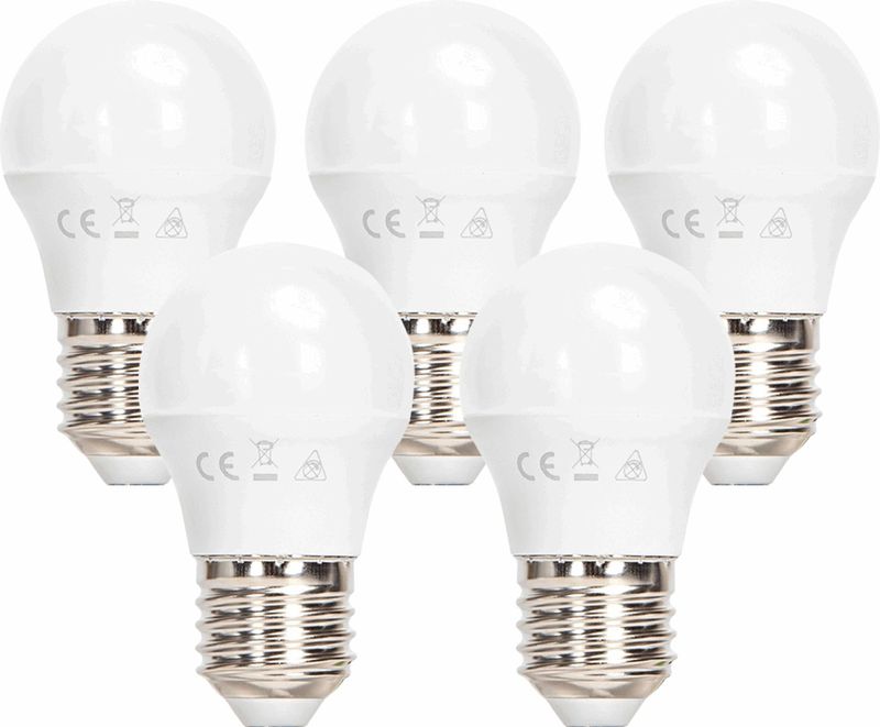 Aigostar - Kogellamp - LED - Warmwit - E27 - Set van 5