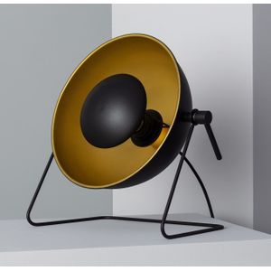 Tafellamp industrieel | modern design | buiten zwart - binnen goud | 30cm x 30cm
