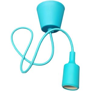 LED lamp DIY | pendel hanglamp - strijkijzer snoer | E27 siliconen fitting | turquoise